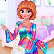 Принцессы в стиле 70-х, мода, одевалка, макияж, принцессы, онлайн игра