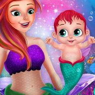 Уход за ребенком русалки, няня, уход за детьми, онлайн игра